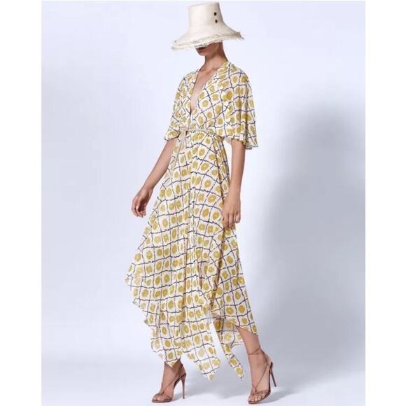 Alexis Sania Handkerchief Dress In Yellow And White Flowy Size Small - Picture 7 of 13